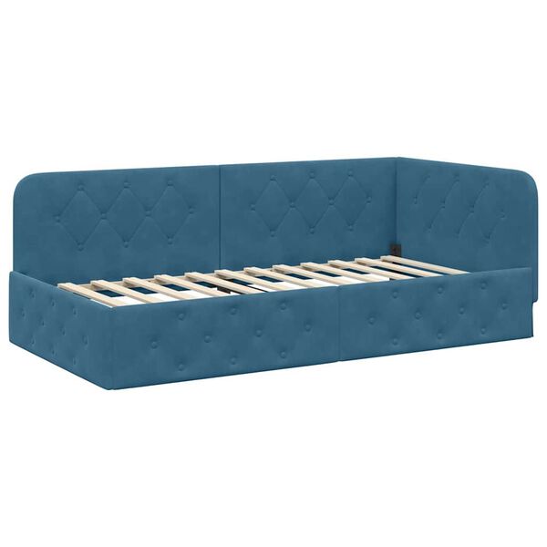 vidaXL Hoekbedframe met hoofdeinde Blauw 100 x 200 cm Fluweel