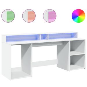 vidaXL Bureau met LED-verlichting 200x55x91 cm bewerkt hout wit