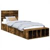 vidaXL Bedframe met plank Gerookt eiken 90 x 200 cm Bewerkt hout