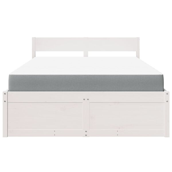 vidaXL Bed met lades en matras massief grenenhout wit 120x190 cm