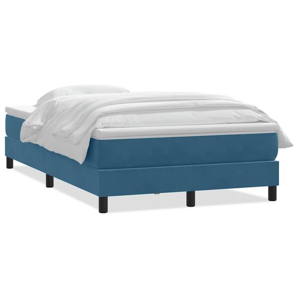 vidaXL Boxspring met matras fluweel donkerblauw 120x220 cm