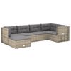 vidaXL 6-delige Loungeset met kussens poly rattan grijs