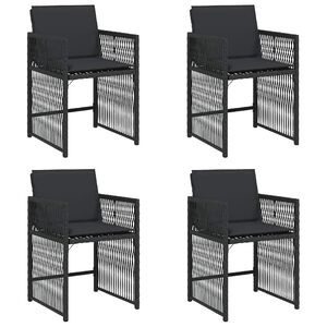 vidaXL Tuinstoelen 4 st met kussens poly rattan zwart