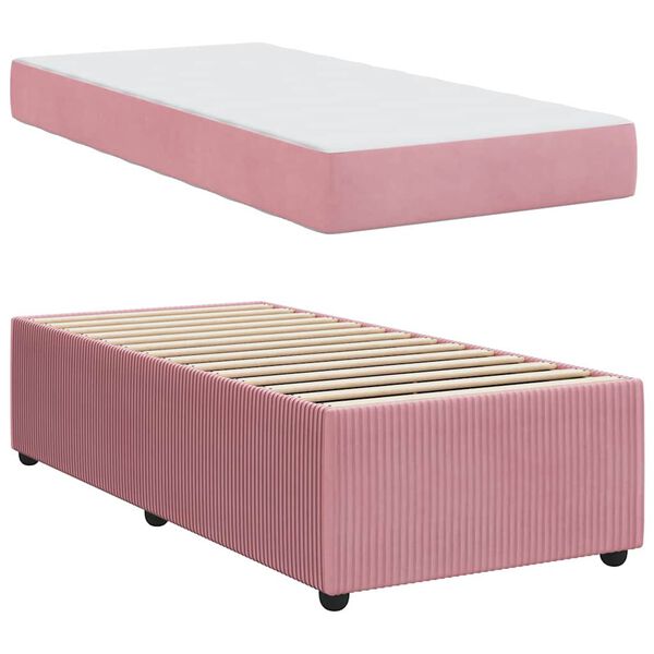vidaXL Bedframe met matras Roze 90 x 200 cm Stof