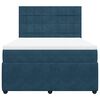 vidaXL Boxspring met matras fluweel donkerblauw 140x200 cm