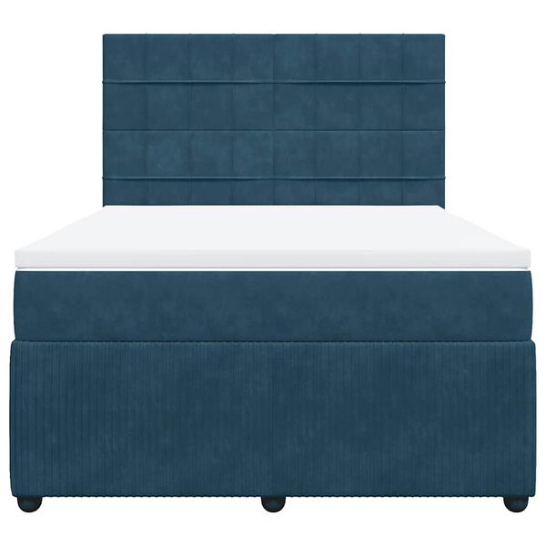 vidaXL Boxspring met matras fluweel donkerblauw 140x200 cm