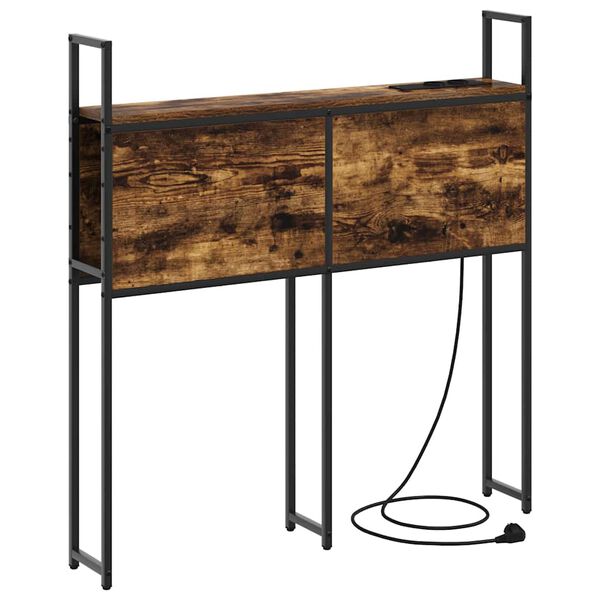 vidaXL Opberghoofdbord met Oplaadstation Gerookt eiken 78 x 15 x 98 cm