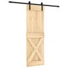 vidaXL Schuifdeur Naturel en Zwart 70 x 210 cm Massief Grenenhout