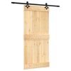 vidaXL Schuifdeur Naturel en Zwart 95 x 210 cm Massief Grenenhout
