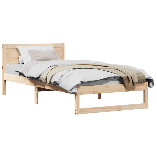 vidaXL Bedframe met hoofdeinde Naturel 75 x 190 cm Massief grenenhout