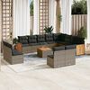 vidaXL 13-delige Loungeset met kussens poly rattan grijs