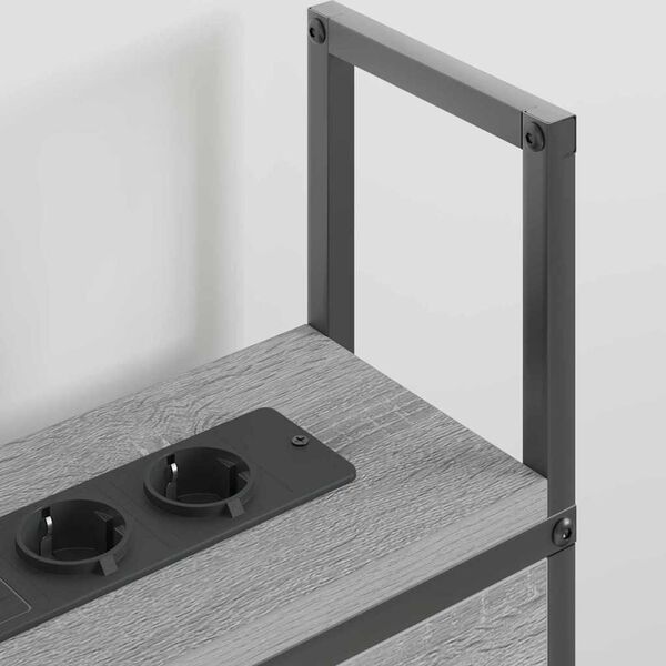 vidaXL Opberghoofdbord met Oplaadstation Grijs sonoma 138 x 15 x 98 cm