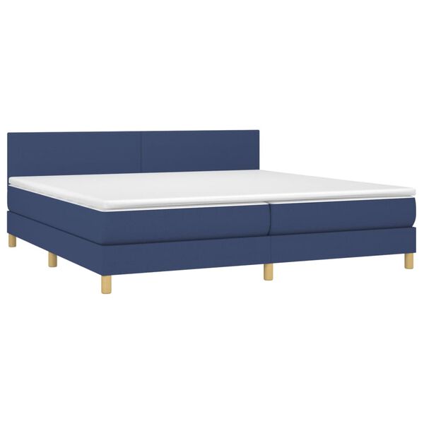 vidaXL Boxspring met matras en LED stof blauw 200x200 cm