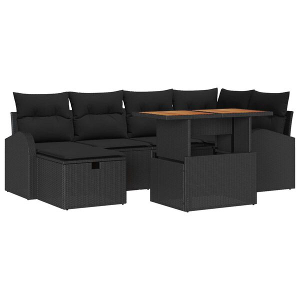 vidaXL Tuin Sofa Set 7 pcs Zwart poly rattan