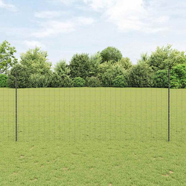 vidaXL Hek met Paal Grijs 1,4 x 10 m Staal en PVC