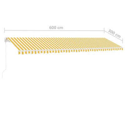 vidaXL Luifel vrijstaand handmatig uittrekbaar 600x300 cm geel en wit