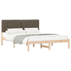 vidaXL Bedframe met Gevoerd Hoofdgedeelte Taupe 150 x 200 cm