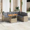 vidaXL 7-delige Loungeset met kussens poly rattan beige