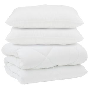 vidaXL Dekbed met Kussens 3 pcs Wit Microfiber en Dons Feather