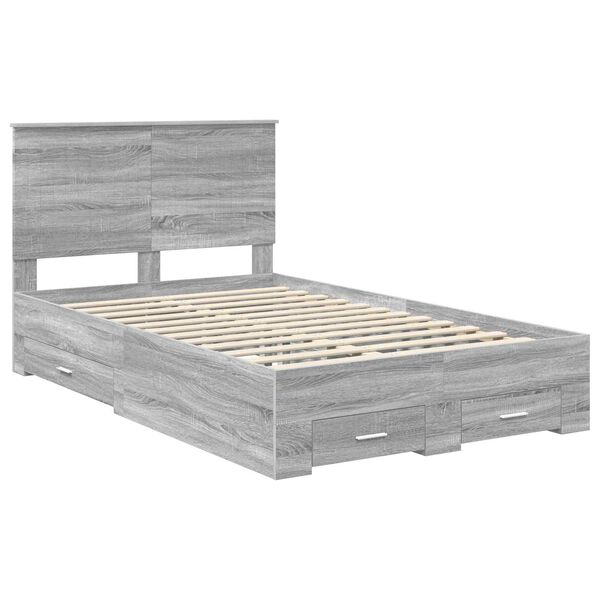 vidaXL Bedframe met hoofdeinde Grijs Sonoma 120 x 190 cm Bewerkt hout