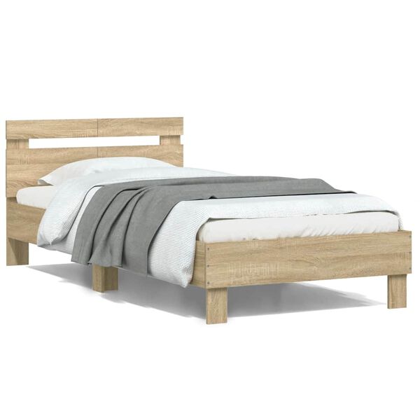 vidaXL Bedframe met hoofdbord zonder matras sonoma eiken 100x200 cm