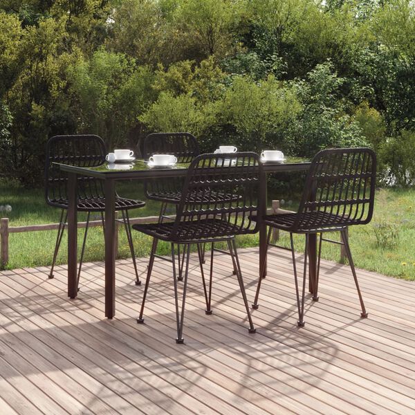 vidaXL 5-delige Tuinset poly rattan zwart