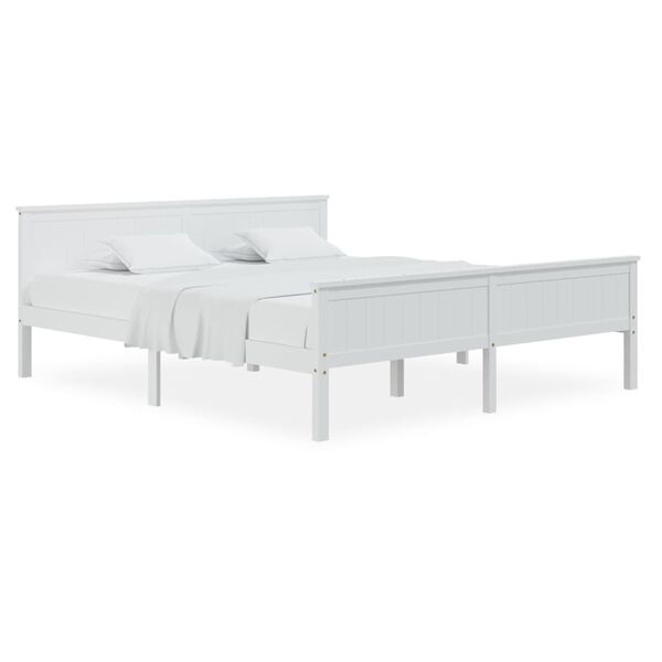 vidaXL Bedframe massief grenenhout wit 200x200 cm
