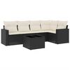 vidaXL 6-delige Loungeset met kussens poly rattan zwart