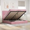vidaXL Ottoman bed met matrassen en LED's 200x200cm fluweel roze