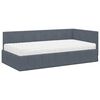 vidaXL Hoekbedframe met Matras met matras 2 pcs Grijs Fluweel