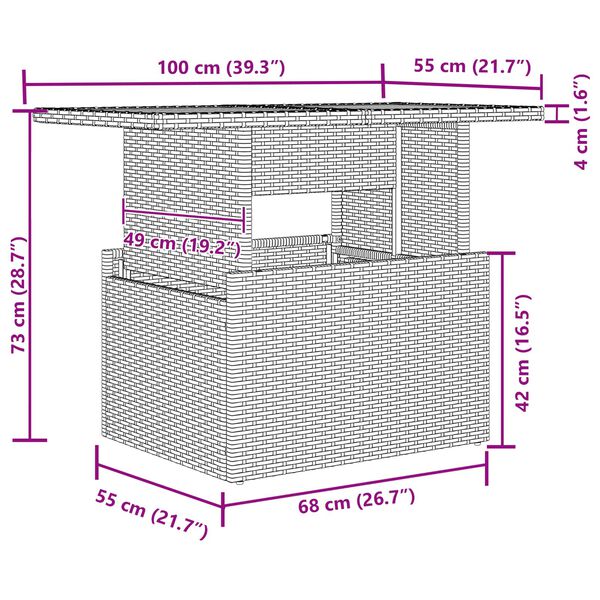 vidaXL Tuinbankenset met kussen 9 pcs Zwart en Cr&egrave;me poly rattan
