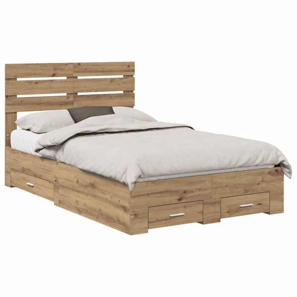 vidaXL Bedframe met lade met hoofdeinde met opslag Bewerkt hout