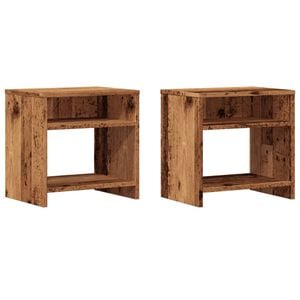 vidaXL Nachtkastjes 2 st 40x30x40 cm bewerkt hout oud houtkleurig
