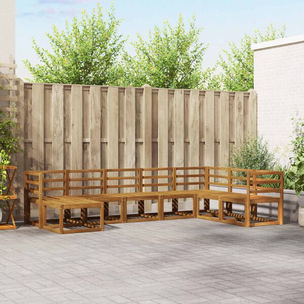 vidaXL Buiten bankenset met kussen 8 pcs Natuurlijk en Antraciet