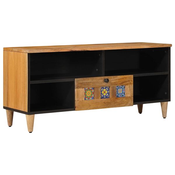 vidaXL TV-kast met lade Naturel 100 x 33,5 x 46 cm Massief Mango Hout