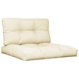vidaXL Palletkussens 2 st stof cr&egrave;mekleurig