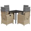 vidaXL 5-delige Tuinset met kussens poly rattan gemengd beige