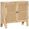 vidaXL Dressoir 80x30x73 cm massief mangohout en natuurlijk riet