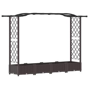 vidaXL Verhoogd Bed met Trellis en Dak Bruin 207 x 40 x 126 cm PP