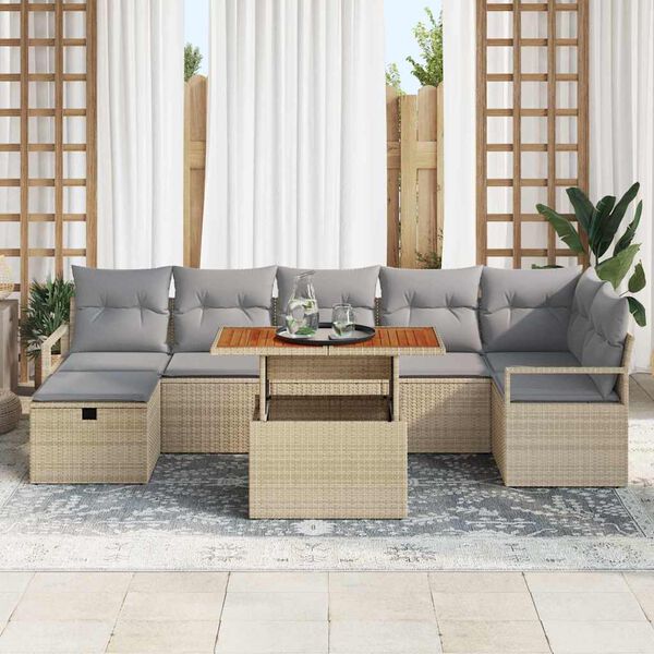 vidaXL Tuin Sofa Set 8 pcs Beige poly rattan