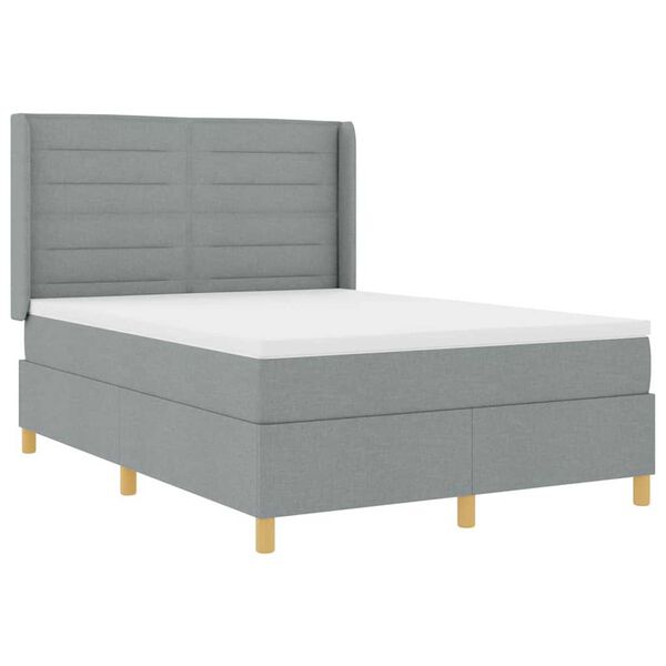 vidaXL Boxspringbed met matras Lichtgrijs 140 x 190 cm Stof