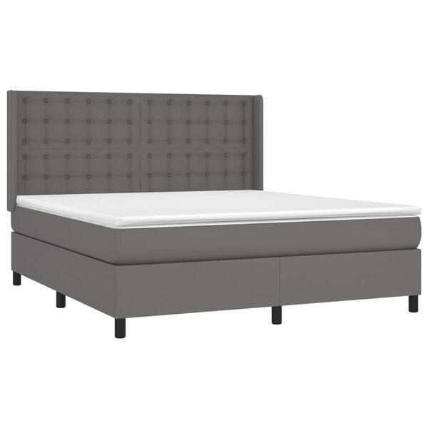 vidaXL Boxspring met matras en LED kunstleer grijs 160x200 cm