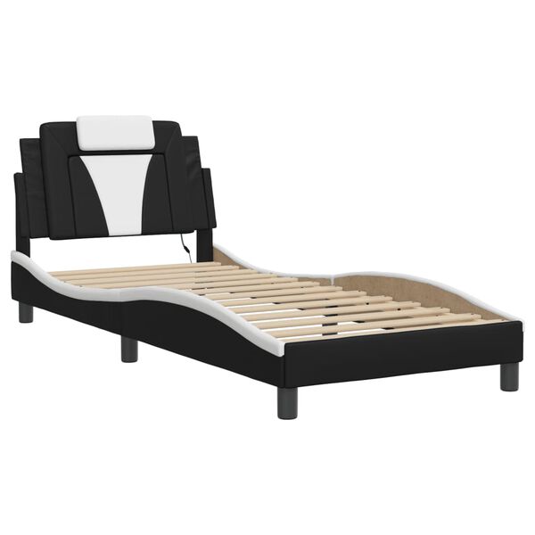 vidaXL Bedframe "Viana" met LED zonder matras zwart en wit 90x200 cm