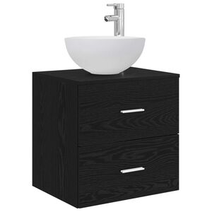 vidaXL Wandgemonteerde Wastafel Vanity Zwart eiken 49,5 x 35 x 63 cm