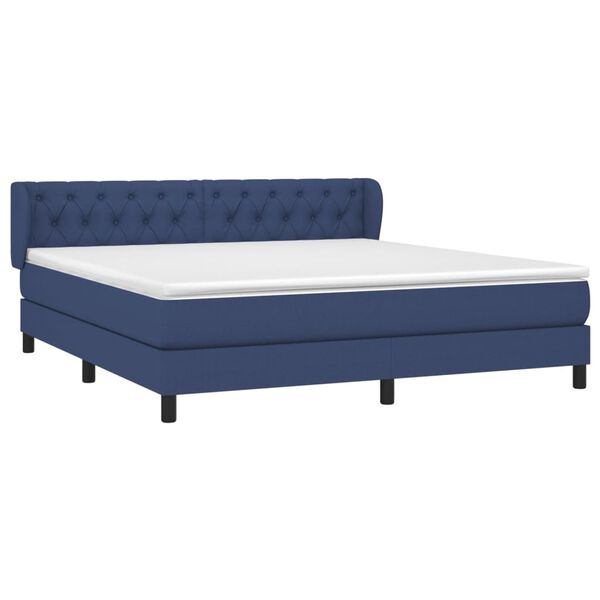 vidaXL Boxspring met matras stof blauw 160x200 cm