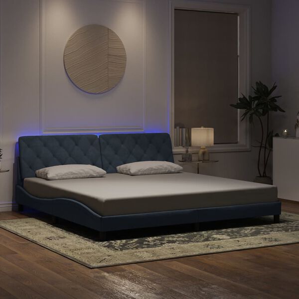 vidaXL Bedframe met LED zonder matras fluweel donkergrijs 200x200 cm