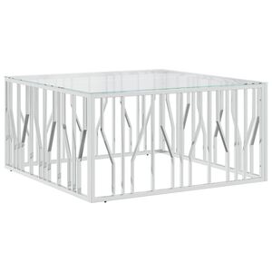vidaXL Salontafel 100x100x50 cm roestvrij staal en glas