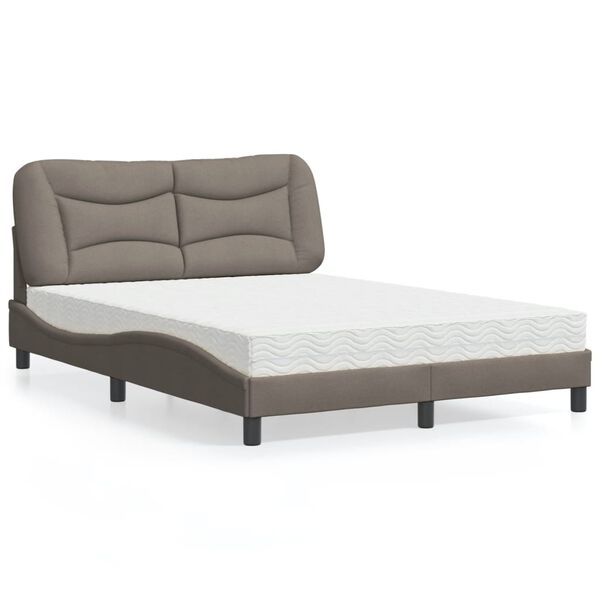 vidaXL Bed met matras "Hvar" stof taupe 120x200 cm