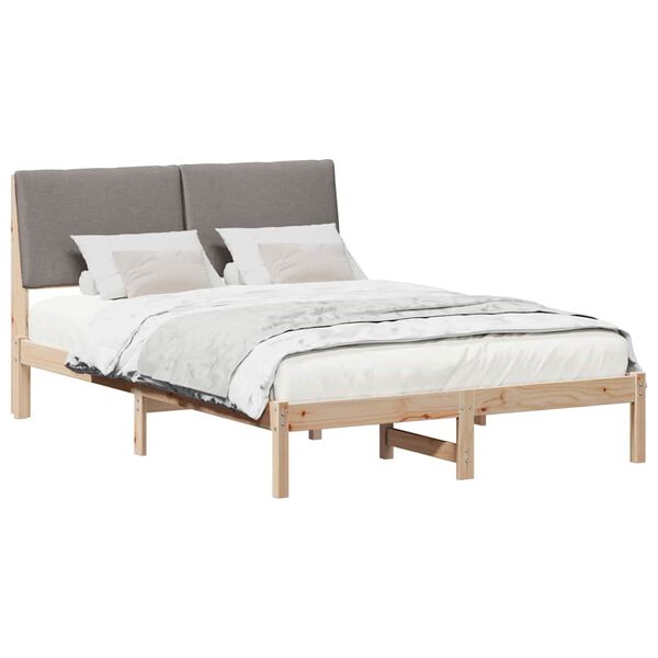vidaXL Bedframe Bruin en taupe 160 x 200 cm Massief grenenhout