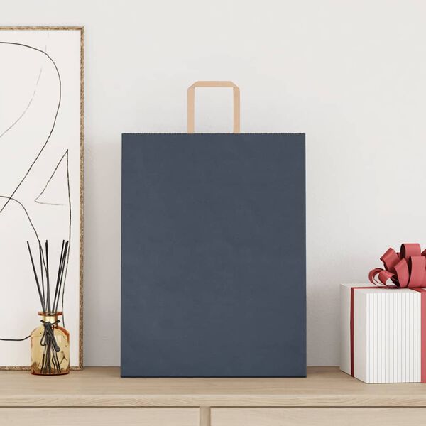 vidaXL Papieren zakken 50 st met hengsels 32x12x42 cm blauw